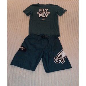 NFL Philadelphia Eagles Swim Trunks Shorts T-shirt Bundle Boys Size 14/16